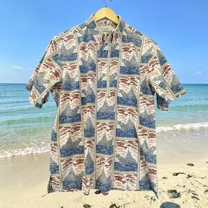 Reyn Spooner Shirt Mens XL Blue Dietrich Varez Battleship Pullover Button Down
